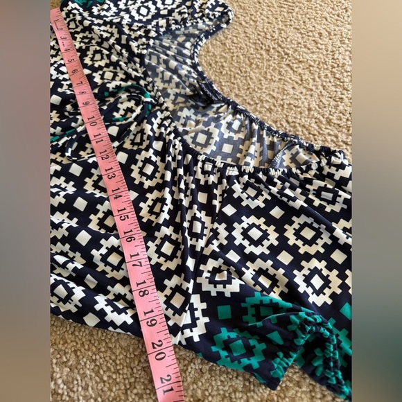 Enfocus Studio Black and Teal Geometric Midi Dress - Picture 7 of 7